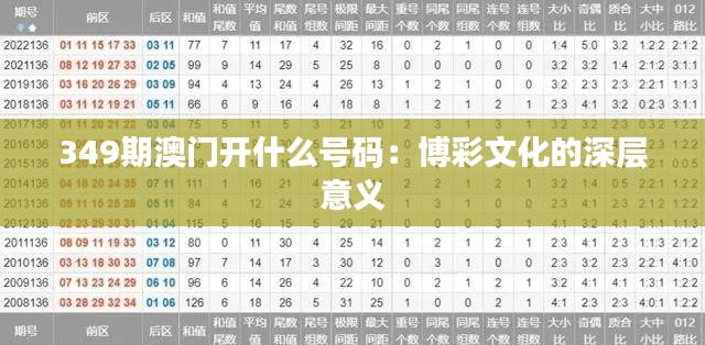 349期澳门开什么号码：博彩文化的深层意义