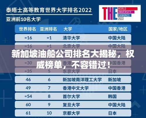 新加坡油船公司排名大揭秘，权威榜单，不容错过！