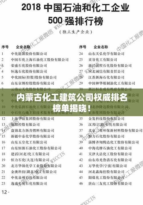 内蒙古化工建筑公司权威排名榜单揭晓！