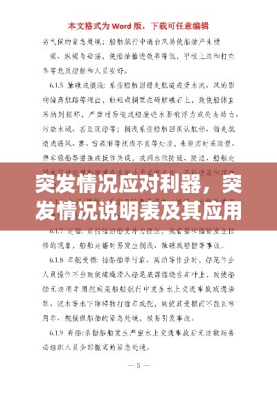 突发情况应对利器，突发情况说明表及其应用指南